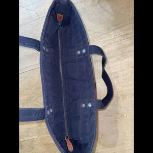 Polo Ralph‎ Lauren Tote Bag Blue Canvas Denim Pony & Flag Embroidery 20x15x6” thumbnail 10