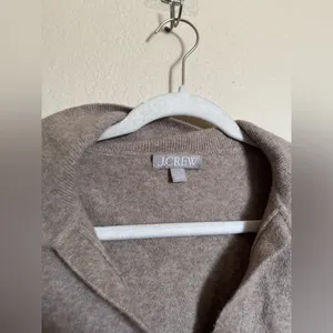 J. Crew Polo Knit Sweater Extra Soft Yarn Sz M in Tan Collared Office Minimalism thumbnail 4