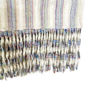 Alexis Vichy Silk Blend Fringe Mini Skirt Neutral Stripe Resort Vacation Size S thumbnail 9