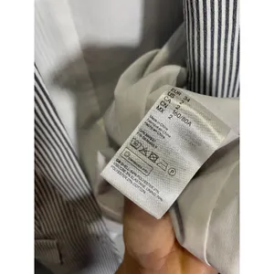 H&M Striped Blazer Women Size 2 Navy Blue White Pinstripe Open Front Business thumbnail 4