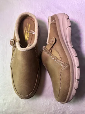 Skechers Women's Slip-On Mule in Tan with Button Accent thumbnail 5