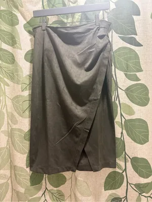 Hem & Thread Olive Wrap-Front Pencil Skirt thumbnail 2