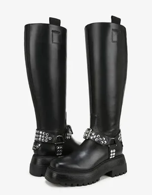 NEW Circus NY by Sam Edelman Hayes Women's Black Leather Stud Motorcycle Boot thumbnail 8
