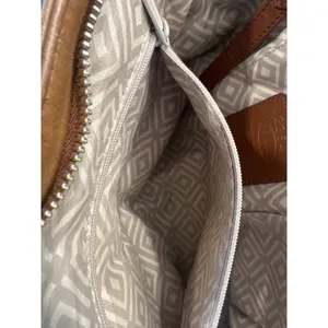 Brighton Tri-Color Leather Tote Bag Brown Cream Black Heart shoulder purse thumbnail 10