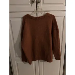 Primark Womens‎ Rust Brown V-Neck Oversized Knit Sweater Wool Blend Pullover L thumbnail 4