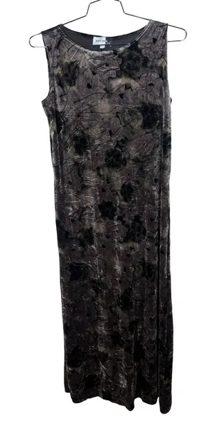 Studio JPR Womens Black Brown Tan Floral Velvet Sleeveless Maxi Dress Ln thumbnail 1