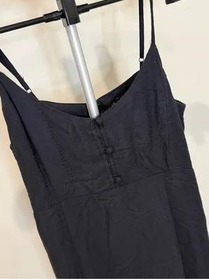 Volcom Black High-Low Maxi Dress Size Small Tiered Boho Adjustable Straps thumbnail 3