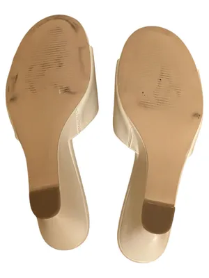 Steve Madden Cream Faux Leather Wedge Side Sandal Open Toe Wedge Heels NWT thumbnail 4