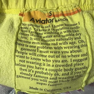 Aviator Nation Sweatpants Womens Small Yellow Rainbow Logo Fleece Jogger USA thumbnail 7