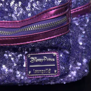 Disney Parks Loungefly‎ Purple Potion Minnie Ears Mini Backpack Sequin Metallic thumbnail 3