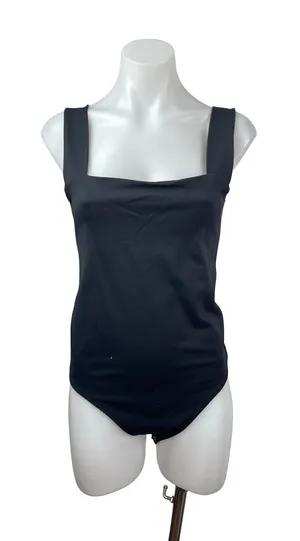Abercrombie & Fitch Women's Black Square Neck Tank Thong Bodysuit Top Size M thumbnail 1