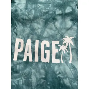 PAIGE Denim Tie Dye Logo‎ Tote Bag Teal Blue Palm Tree Graphic New With Tags thumbnail 2