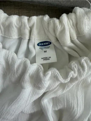 Old Navy White Cotton Sleeveless Tie Strap Crochet Trim Swing Maxi Dress M thumbnail 6