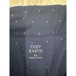 Cozy Earth Navy Blue Pink Polka Dot Bamboo Pajama Set Womens XXL Long Sleeve PJ thumbnail 3