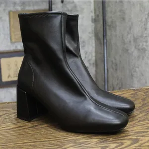 A New Day Womens Faux Leather Block Heel Booties Boots Black 9M thumbnail 1