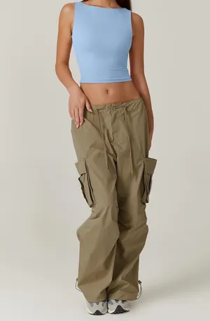 QINSEN Women's Sexy Open Back Sleeveless Crop Tank High Neck Slim Fit Cropped Tee Shirt Y2k Tops Size S . NWT thumbnail 3