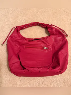 Y2K Pink Braided Handle Sequin Studded Hobo Red thumbnail 3