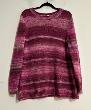 Gap Forever Cozy Soft Knit Crewneck Tunic Sweater Spacedye Pink Large thumbnail 1