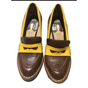 Dolce & Gabbana vintage two-tone penny loafer block heels 1970s retro aesthetic. thumbnail 3