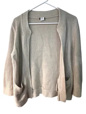 J. Crew Linen Cardigan Sweater Medium Open Front with Pockets thumbnail 1