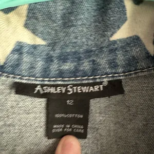 Ashley Stewart Size 12 Star Denim Jumpsuit Distressed Wide Leg Americana Western thumbnail 3