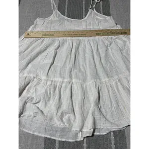 Aerie Womens White Gold Metallic Stripe Tiered Babydoll Cami Tank‎ Top Medium thumbnail 4