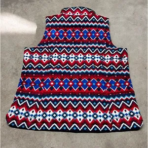 NWT Lands End New Women’s Full Zip Down Puffer Vest Chevron Fair Isle Winter XL thumbnail 2