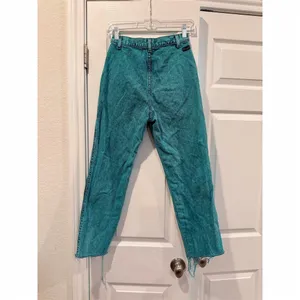 Vintage 1980s Wrangler Women's High Waist Tapered Jeans Teal Green thumbnail 6