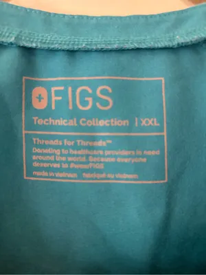 Figs Scrub Top Women Technical Collection Hidden Button Front Size XXL Blue thumbnail 3