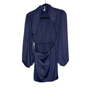 Lucy In‎ The Sky Mini Dress Womens Medium Navy Blue Excellent Open Back Shimmer thumbnail 2