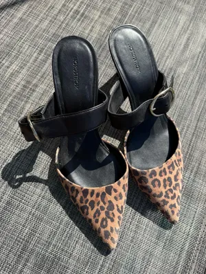 Nordstrom Leopard Pointed Toe Slingback Mules - Black & Brown thumbnail 1