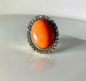 INC Large Coral Stone Ring thumbnail 6