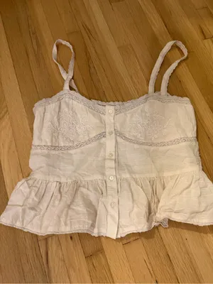 Zara Women's Cream Embroidered Button-Front Tank Top thumbnail 2