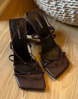 Dark Brown Strappy Heels Size 6 thumbnail 1