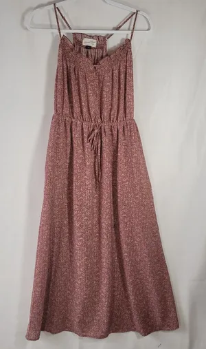 Universal Threads Floral Smocked Midi Boho Sundress XS Blush Mauve Smock Neckline thumbnail 1