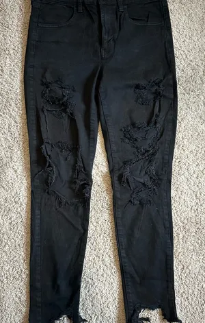 American Eagle Outfitters Black Ripped Skinny Jeans thumbnail 1