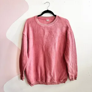 Aerie Pink Waffle Knit Sweater Cozy Minimalist Loungewear Oversized Small‎ thumbnail 2