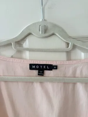 Motel Light Pink Poplin Bow Babydoll Mini Dress thumbnail 8