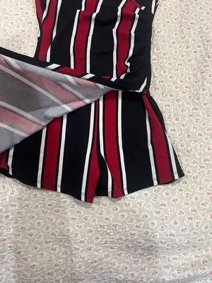 Black & Red Striped Spaghetti Strap romper thumbnail 3
