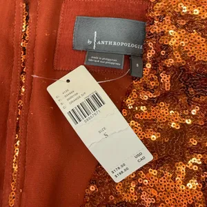 ANTHROPOLOGIE LISABETTE SEQUINED MINI‎ DRESS IN DARK ORANGE size small thumbnail 6