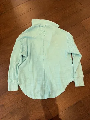 aerie Blue/Teal Waffle Henley Pullover Size XS - C72-011 thumbnail 8