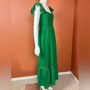 Unbranded Boho Lace Sleeveless Square Neck Ruffle Maxi Dress Pockets S L K-45 thumbnail 3