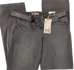 L.E.I. Denim Jeans Grey Wash Juniors 14 Low Rise Hiphugger Bootcut Stretch Belt thumbnail 1