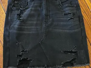 American Eagle NWT Distressed Black Denim Skirt thumbnail 7