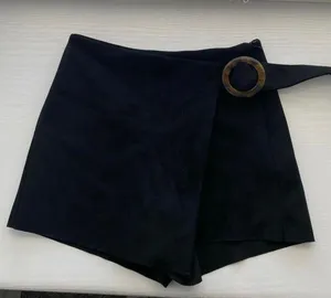 ZARA Suede Black Envelope Skort thumbnail 2