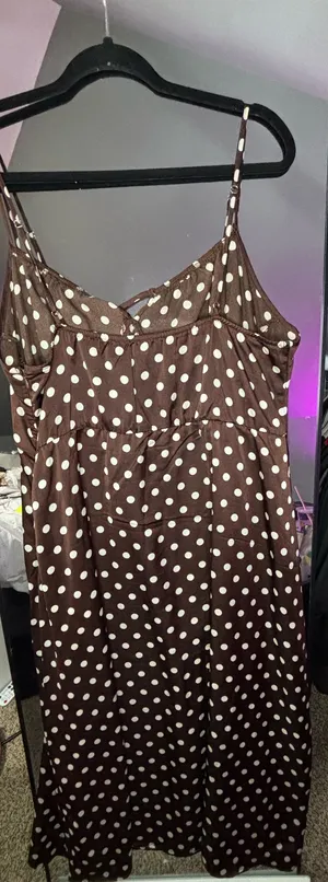 SheIn Brown and cream polka dot dress thumbnail 5