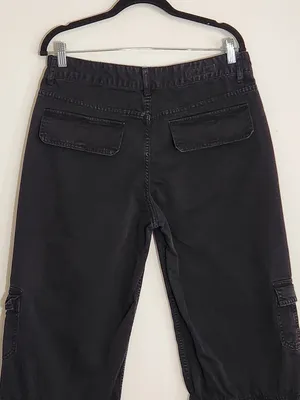 Zara Black Wide Leg Cargo Pants Size 10 thumbnail 4