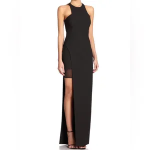 Revolve Elizabeth and James Tegan High-Slit Chiffon Maxi Dress, Black Size 2 thumbnail 3