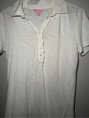 Lilly Pulitzer White Button-Placket Polo Top Women’s M thumbnail 5