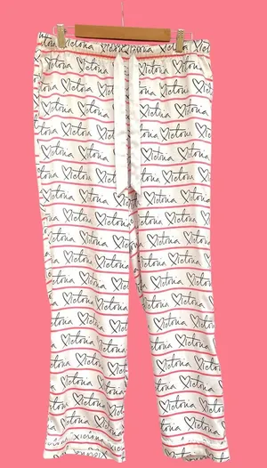 Victoria’s Secret Satin Pajama Pants Large | Spell Out Sleepwear Lounge Comfort thumbnail 1